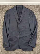 J Crew 36S Ludlow Slim Fit Italian Wool Sharkskin Blue Sport Coat Suit Jacket