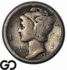 1921-D Mercury Dime, Scarcer Denver Better Date