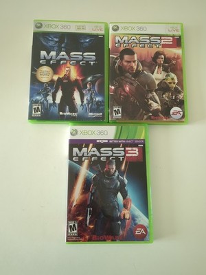 Mass Effect 1, 2 & 3 Microsoft Xbox 360 Video Games  Complete With Manuals