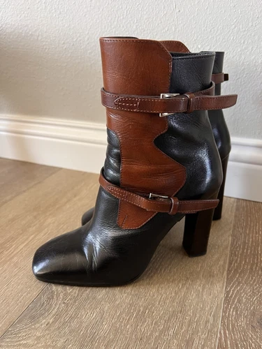 Bottines Prada deux tons noir marron 39,5 8,5