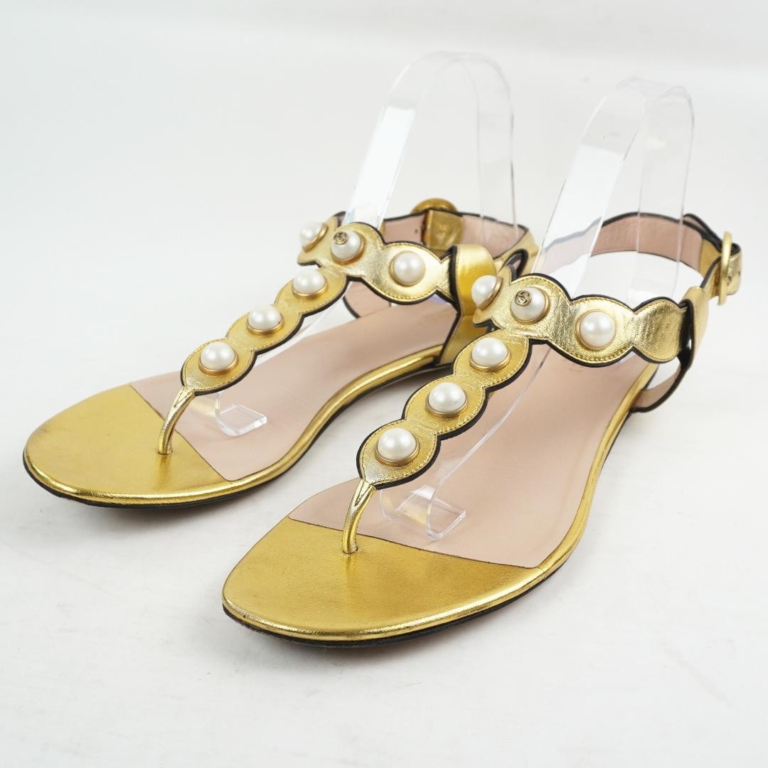 GUCCI ゴールド オープントゥサンダル GUCCI ゴールド オープン