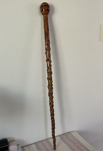 Antique Brussels Sprout Wood Knobby Walking Stick Cane Wooden Swagger Knob 35