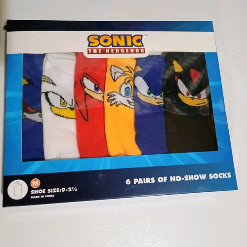 Sonic The Hedgehog Socks Crew Multicolor Polyester 6 Pack Sz Medium (9-2.5) NEW