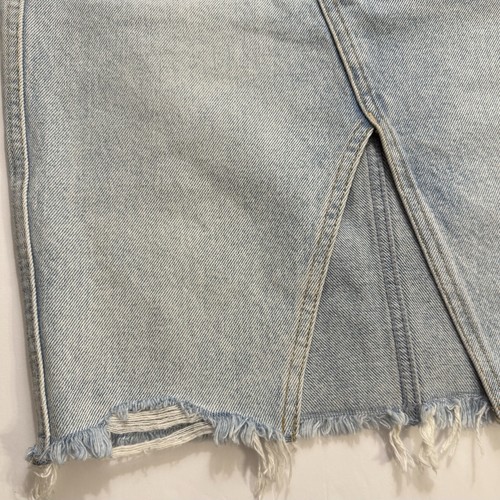 Abercrombie Fitch Denim Skirt Sz 25 Frayed Hem Front Slit Distressed 90s Y2K - Picture 6 of 11