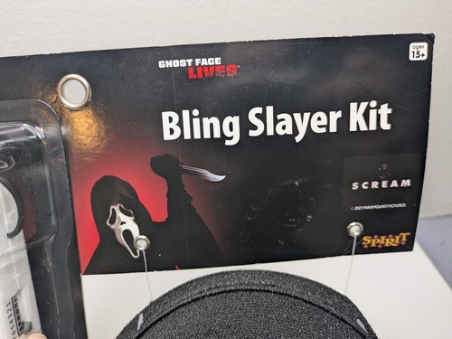 Spirit Halloween Ghost Face Silver Bling Mask Gloves Voice Changer Pack New - Picture 2 of 9