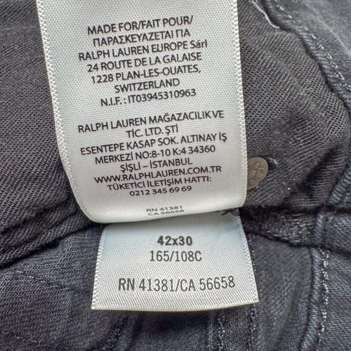 Polo Ralph Lauren Jeans Mens 42x30 Black Classic Fit Stretch Denim Pants Casual - Picture 14 of 19