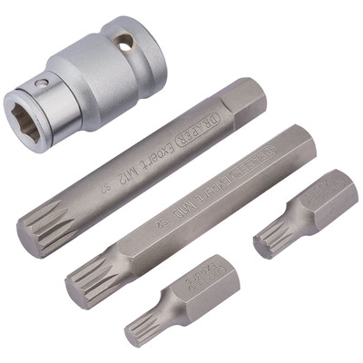 Draper Expert Spline Bit Set 1/2'' Vierkant Chrom Vanadium Stahl 5-teilig