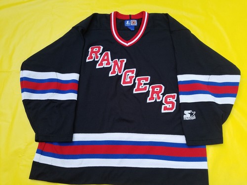 XL mens Starter Black New York Rangers jersey - Picture 8 of 18