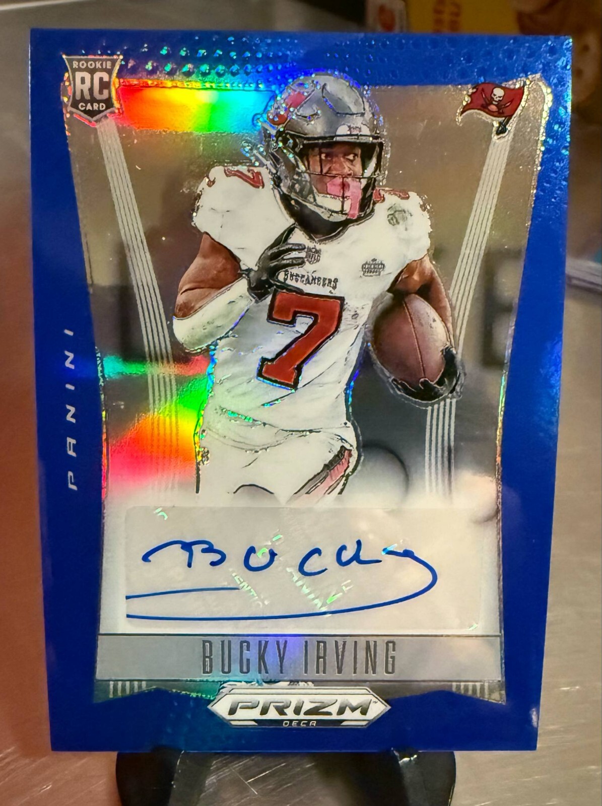 2024 Panini Prizm Deca Bucky Irving Blue Auto #S-BIG RC Auto 34/49 Buccaneers