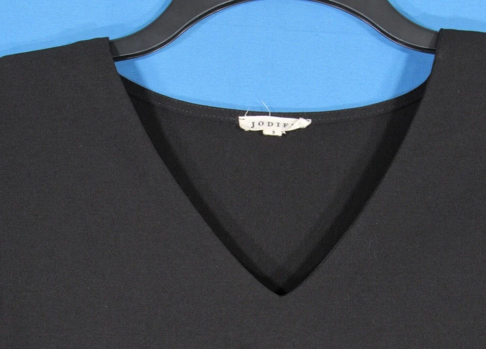 Blusa Top JODIFL Para Mujer NEGRO SÓLIDO Satén Sarga Cuello en V Manga 3/4 JERSEY S Foto 3 de 4