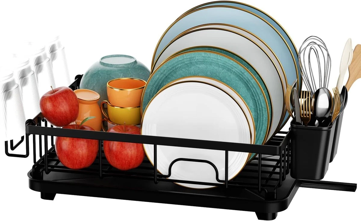 Naturous Dish Drying Rack Durable Stainless Steel Racks 1 tier Black