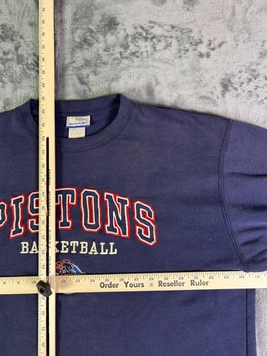 Vintage Reebok Detroit Pistons Sweatshirt Medium NBA bestickt Rundhalsausschnitt Grunge - Bild 6 von 8