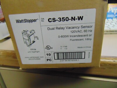 WATTSTOPPER PIR DUAL RELAY WALL SWITCH VACANCY SENSOR  w night light WHITE 120V 