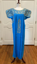 San Antonino Maxi Dress, Oaxaca Mexican dress. hand Embroidered. Silk Threads.