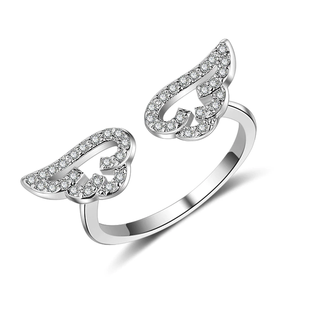 2Ct Round Cut Diamond Angel Wings Open Engagement Ring 14K White Gold