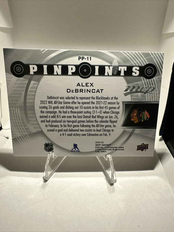 2022-23 UD MVP Pinpoints Gold Variant Blackhawks - ALEX DeBRINCAT - Image 4 of 4