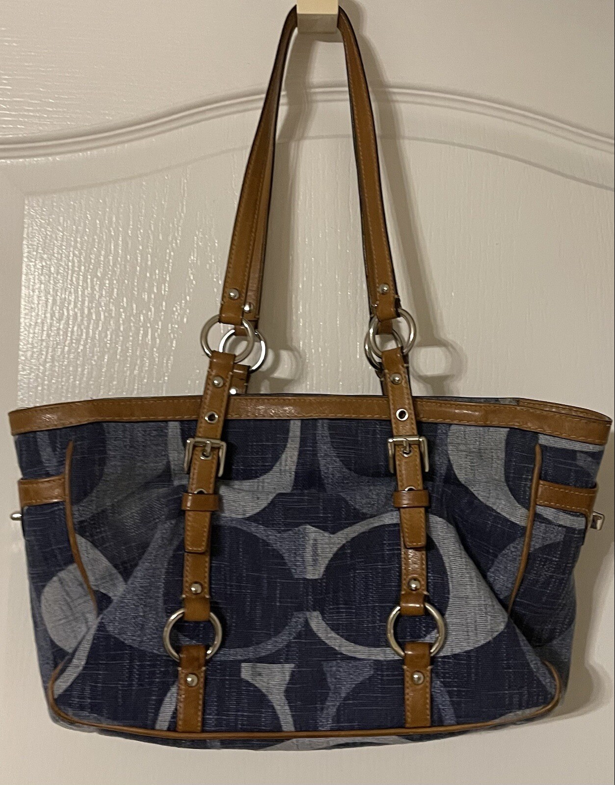 Coach Tonal Denim Signature East West Tote Handbag F13810