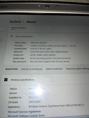 PANASONIC TOUGHPAD FZ-G1 MK4 i5 2.4GHz/8GB,256GB SSD/Barcode Scaner/4G LTE/Win11 - Picture 8 of 18