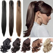 Mega Thick Real Claw Ponytail Clip In On Pony Tail Hair Extension Ombre As Human