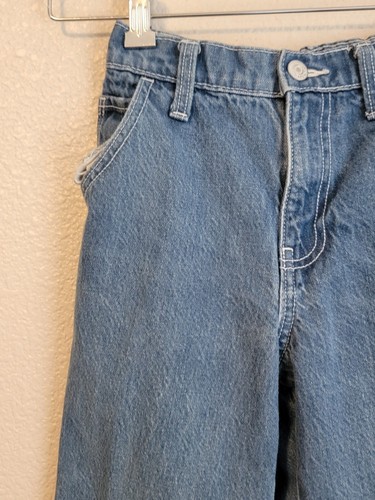 Old Navy Carpenter Jeans Boys 8 Wide Leg Adjustable Waist Straight Denim Blue - Picture 2 of 12