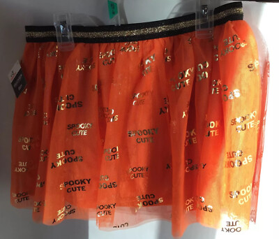 Girls Spooky Cute Halloween Orange Skirt Size XL 14-16, XL PLUS, XXL 18 
