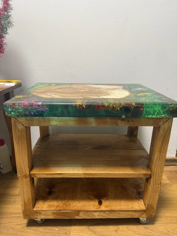 Handmade Epoxy Brown  Rectangular Coffee / End / Side / Center Table Top, Decors - Image 2 of 4