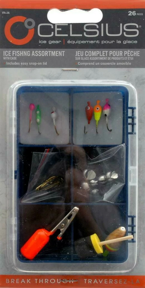 Celsius Lead-Free Ice Fishing Kit Jigs, Hooks, Depth Finder, Floats, Box #IFA-26 - Image 2 of 3