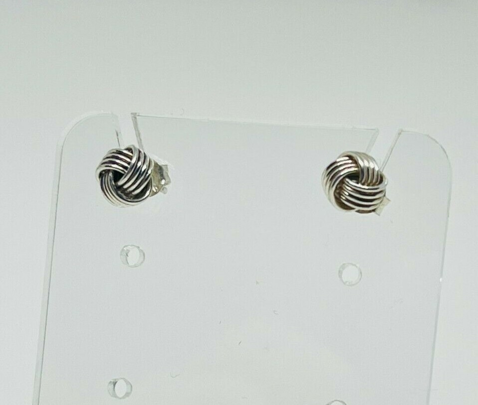 Gorgeous Solid Knot Shapped Stud Earrings 925 Sol… - image 4