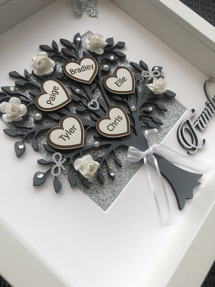 Personalised 3D Box Frame Family Tree Gift Unique Keepsake Home Art Decor - Image 4 of 4