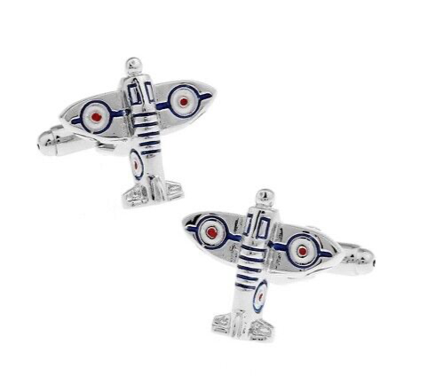 Spitfire Cufflinks British Airplane Supermarine RAF Special Edition Squadron - Afbeelding 1 van 6