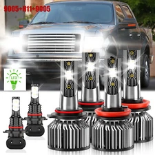 LED Combo Headlight Kit Bulb Hi/Lo Beam+Fog Light White For Ford F-150 2015-2023