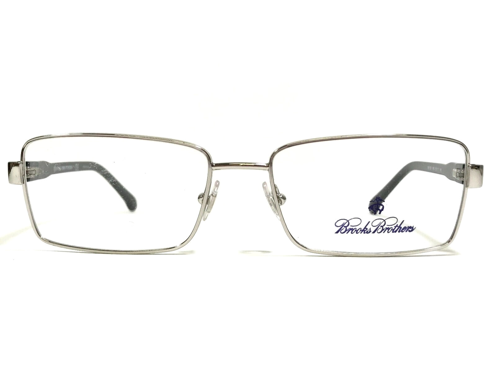 Brooks Brothers Eyeglasses Frames BB1028 1650 Black Silver Rectangular 55-17-145