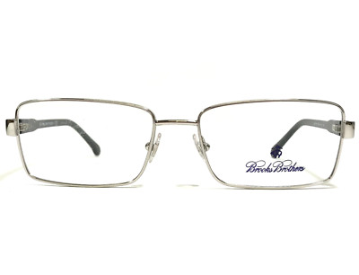 Brooks Brothers Eyeglasses Frames BB1028 1650 Black Silver Rectangular 55-17-145