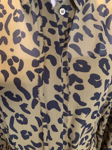 Escada Sport Lined Dress Women 40 Green Leopard Animal Button Belted Long Sleeve - Picture 6 of 22