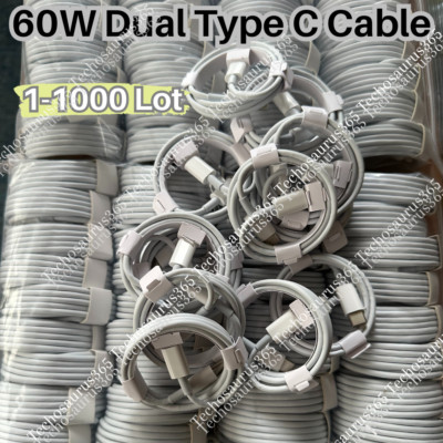 1-1000 Lot 60W Type C to Type C Fast Charger Cord PD Cable For Samsung iPhone 15