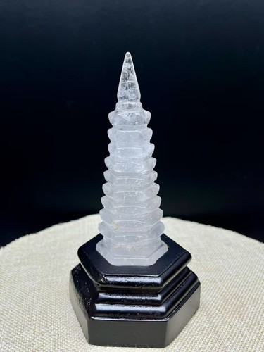 273g Natural White crystal Pagoda of Cultural Prosperity Reiki Heal - Picture 5 of 6