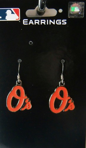 Baltimore Orioles Dangle Earrings (Chrome) Licensed MLB Baseball Jewelry - Picture 3 of 3