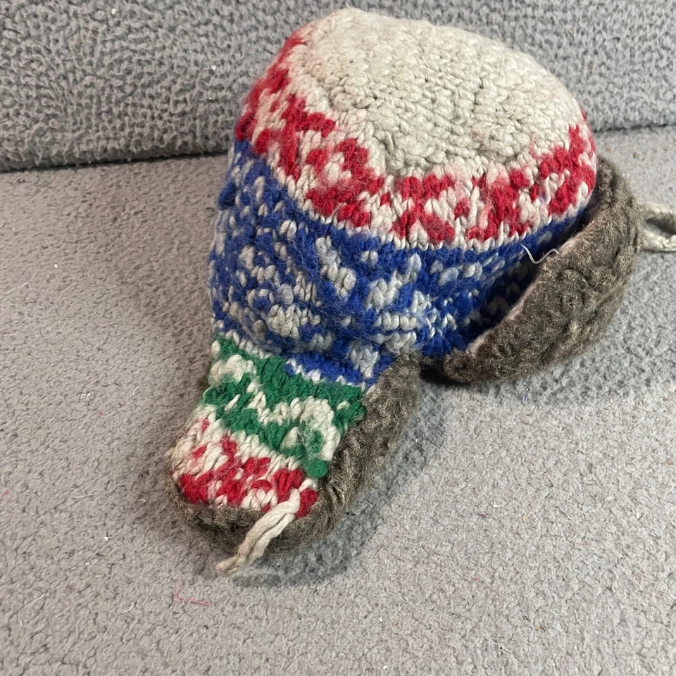 American Eagle Trapper Hat Faux Fur Trim Winter Cap Wool Knit OSFM Outfitters - Image 4 of 4