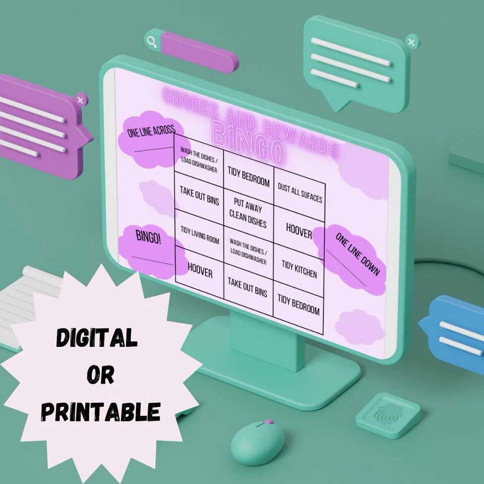 BINGO CHORES| Fun Chores for Kids| Printable Chore List Chore Games for Children - Image 3 of 4