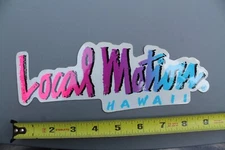 LOCAL MOTION Hawaii Clear Neon Blue Pink Fade 80's Vintage Surfing STICKER