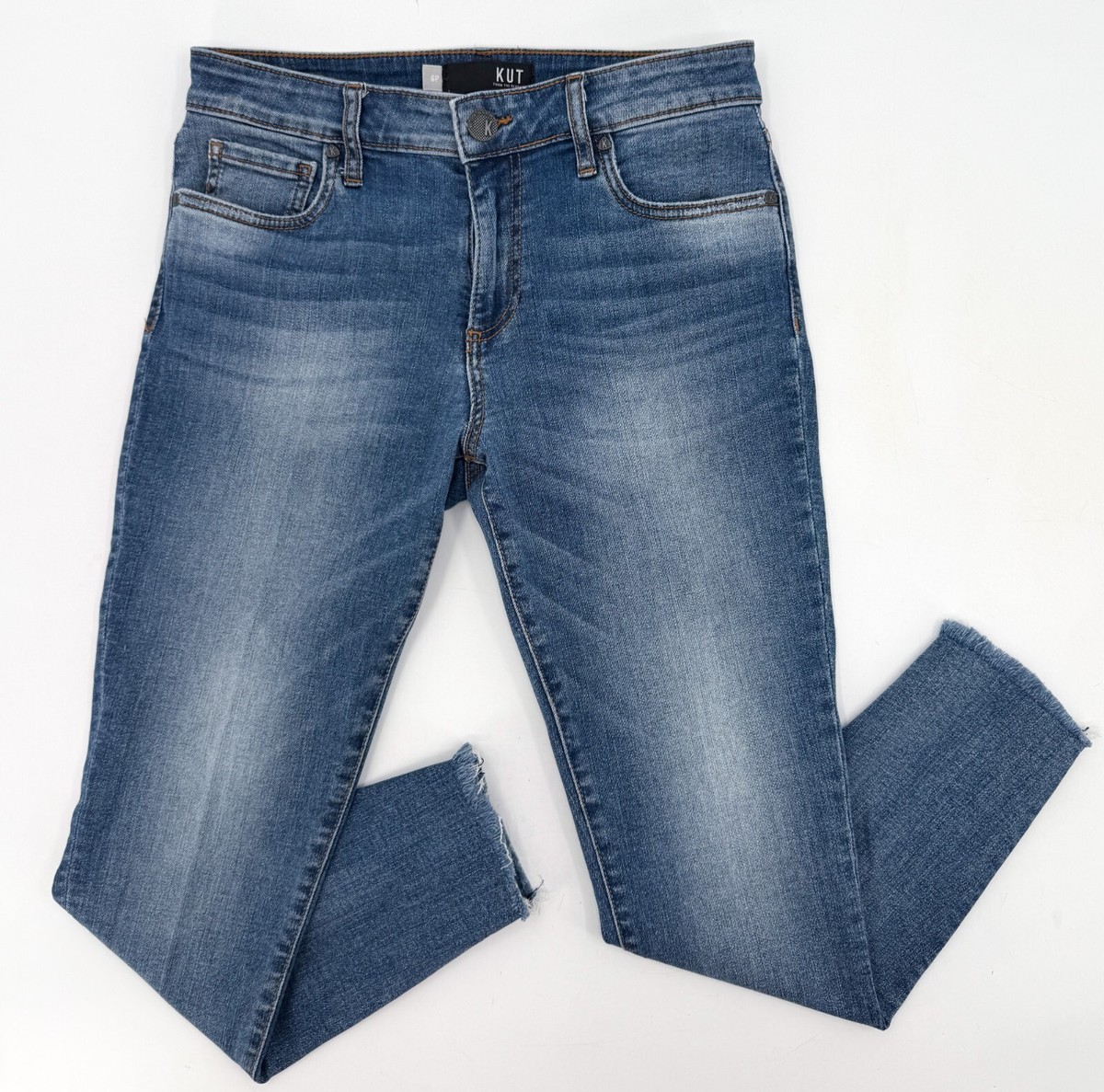 Kut from the Kloth Jeans Womens Petite High Rise Ankle Skinny Donna Cutoff