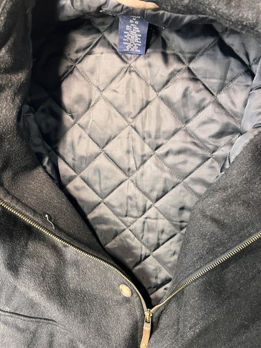 Land's End Wool Mens Long Coat Lined Gray Zipper And Button Up Pockets Med 38/40 - Picture 6 of 9