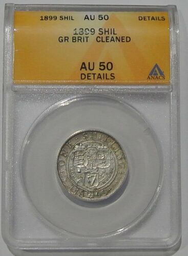 1899 Great Britain UK Silver Shilling ANACS Certified AU50 Details - Picture 1 of 2