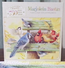 MB  MARJOLEIN BASTIN Puzzle, "Quiet Moments" 750 Piece Birds at Feeder  18x24
