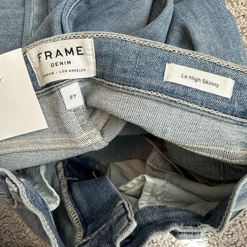 Frame Denim Le High Skinny Blue Jeans Women's Sz 27 4 Stretch Frayed Hem New NWT - Picture 4 of 12