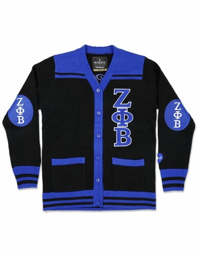 Maglione cardigan Zeta Phi Beta Sorority lana nera zeta peso pesante - Foto 2 di 2