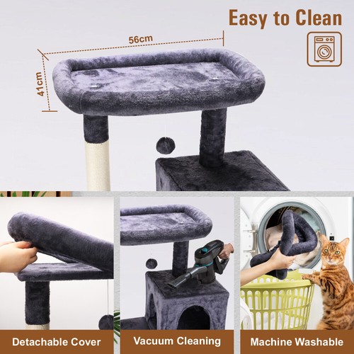 VaKa 143cm Cat Tree Scratching Post Scratcher Tower Condo House Furniture Wood - Picture 6 of 9