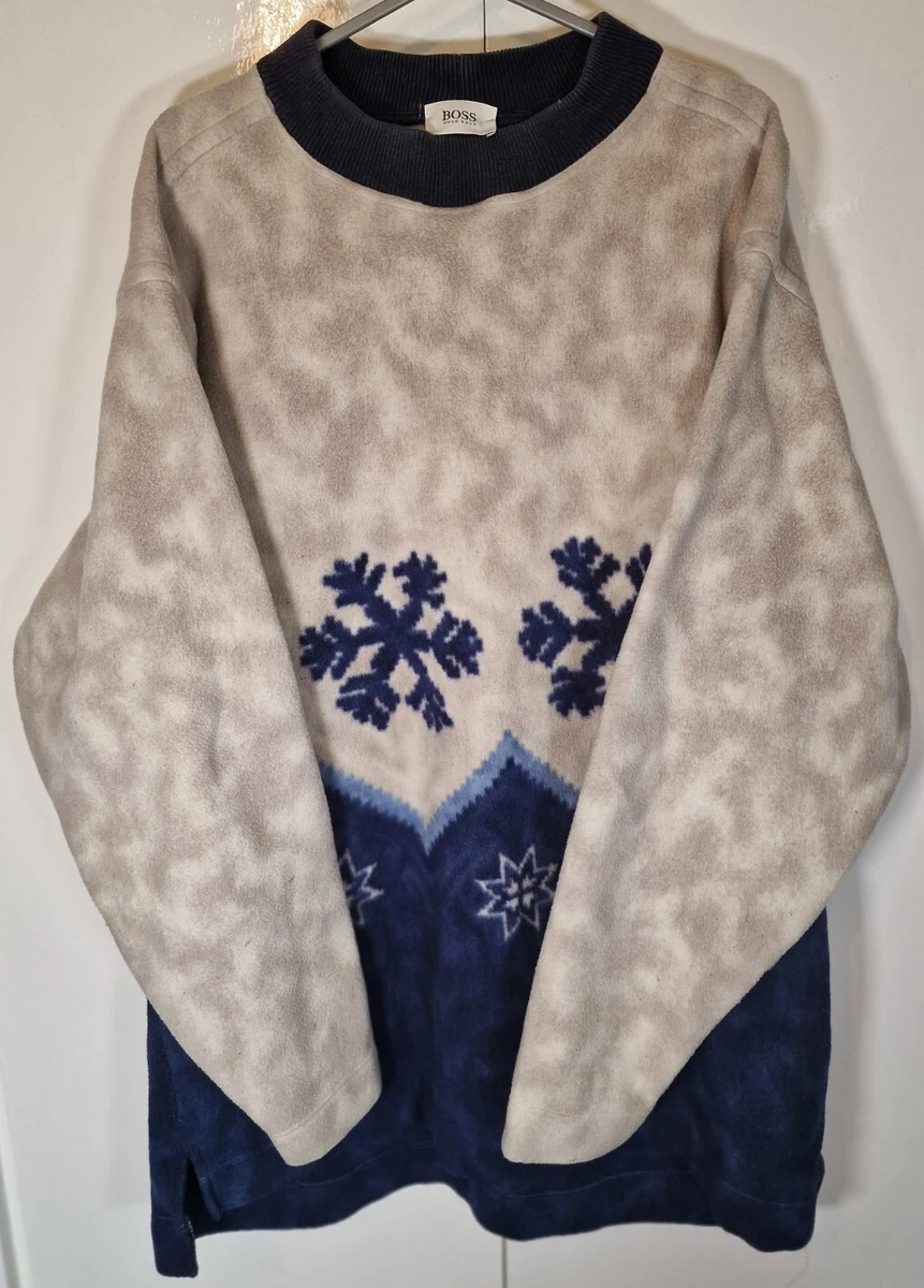 Hugo Boss Vintage Womens Sweatshirt Jumper Fleece Shirt Snowflake Design Large