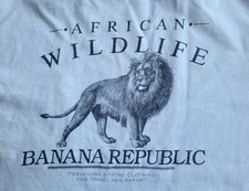 Vintage Banana Republic LION Wild Life Safari Distressed L Large Made in USA