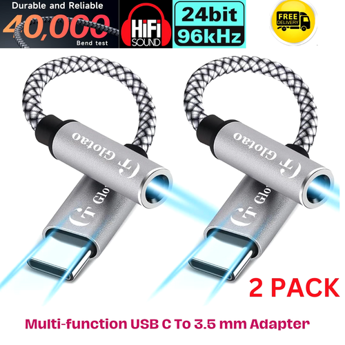 Headphone Jack Adapter For iPhone 15 Samsung 2 x USB Type C to 3.5mm AUX Audio - 第 1/7 張圖片